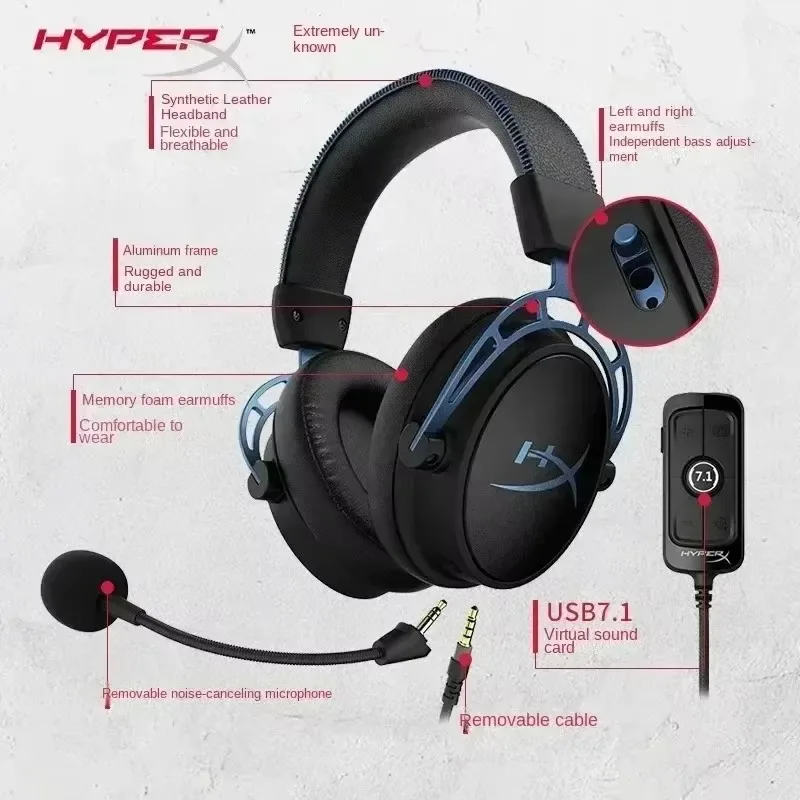 Hyper X Alpha Headphones Wired Video Game Office Computer Headphones Black Simple and Comfortable Fit Ear Headsets Game Gift