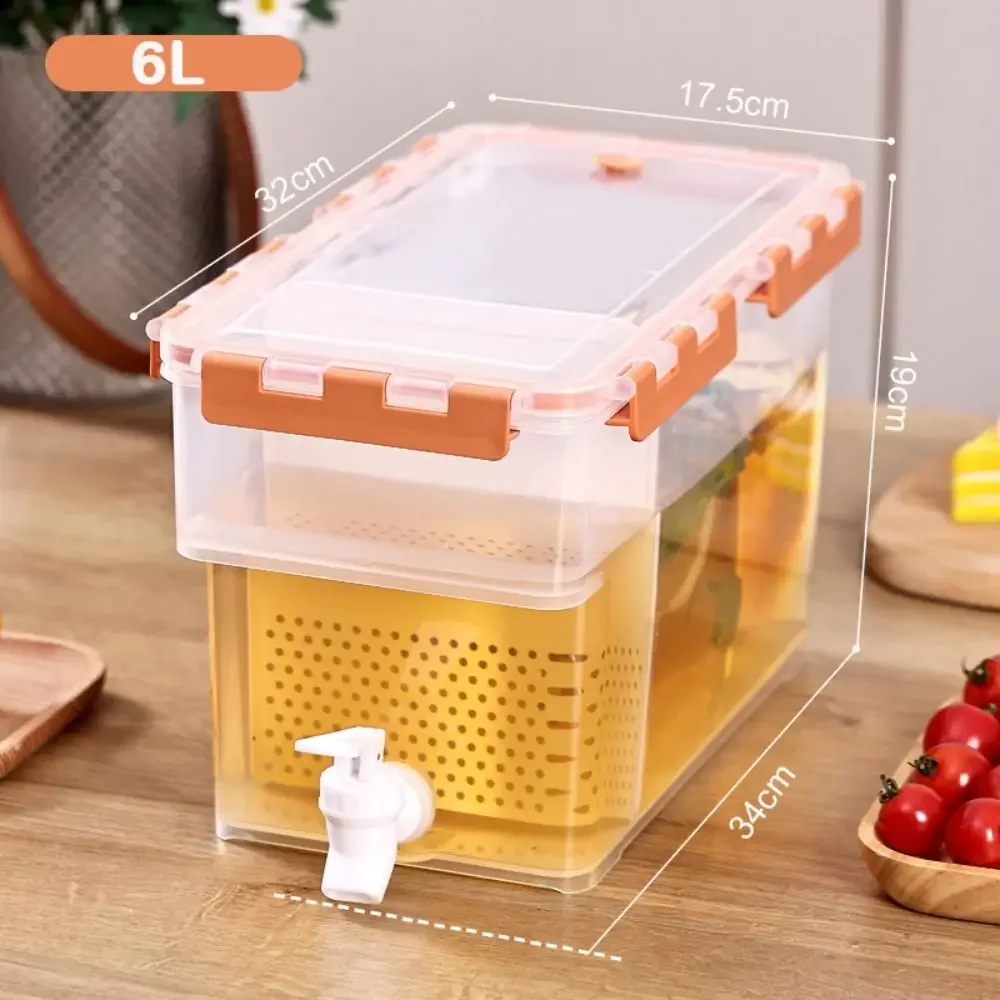 

3.5/6L Cold Water Kettle with Faucet Large Capacity Leakproof Refrigerator Cold Kettle Transparent Durable Drinking Water Bottle