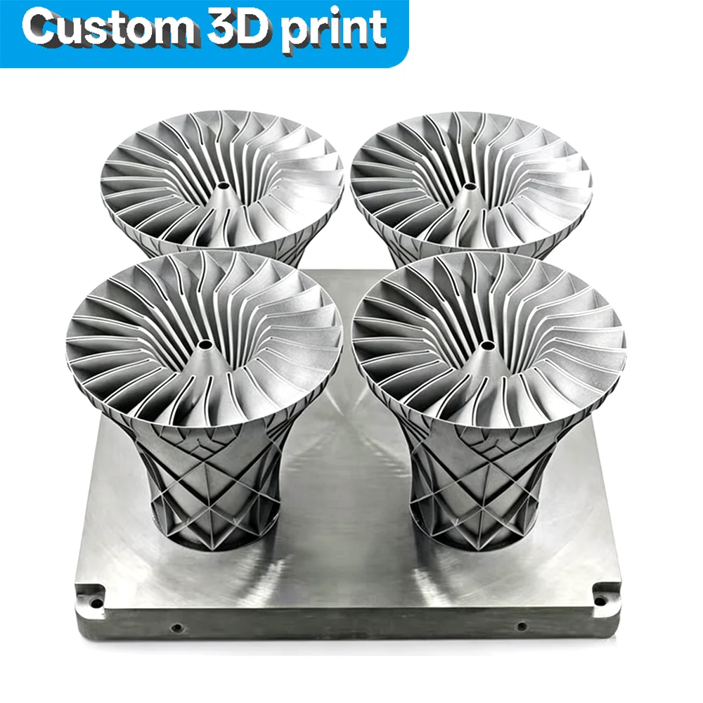 Custom SLM Metal 3D Printing Service High Precision Turbine Impeller Parts Rapid Prototyping Complex Alloy Accessory 3D Printed