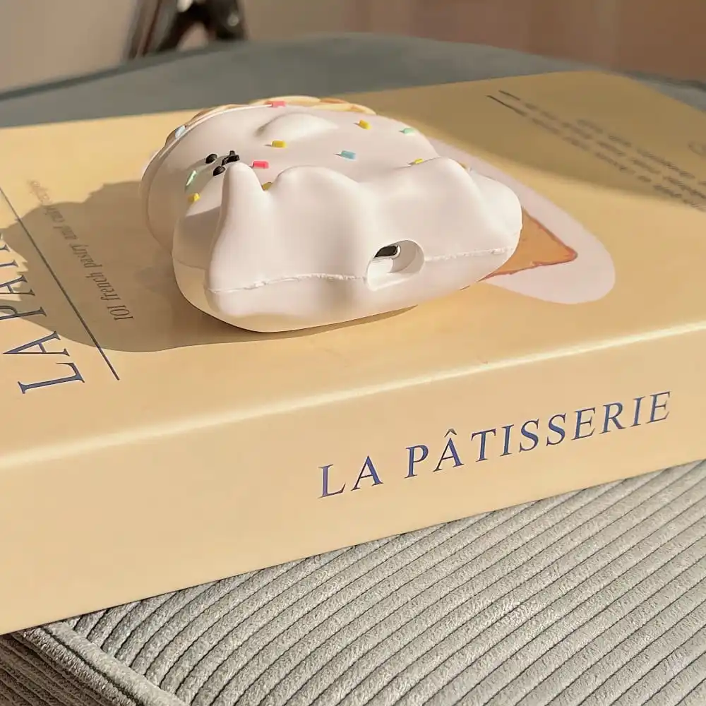 علبة كرتون لطراز الآيس كريم حافظة واقية لسماعات AirPods ، حافظة ثلاثية الأبعاد لطيفة ، غطاء حماية من السيليكون الناعم الجميل ، 1 ، 2 ، 3 Pro ، 2rd علبة شحن