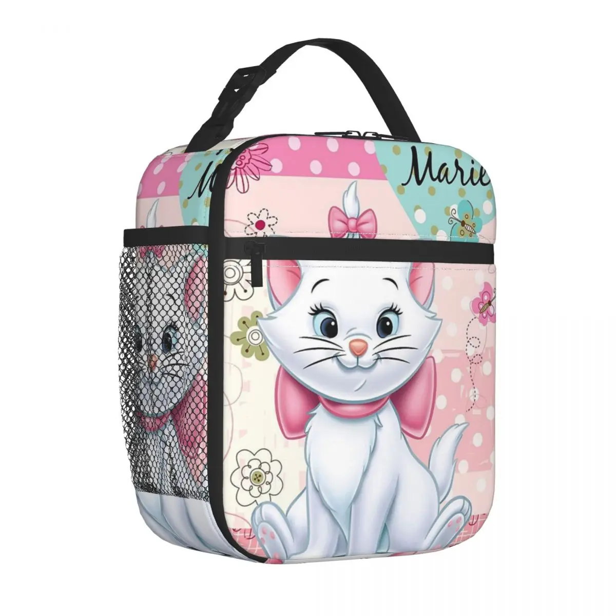 Custom Movie Marie Cat Lunch Bag for Women Cooler Thermal Insulated Bento Box Kids School Children Waterproof Tote Bags