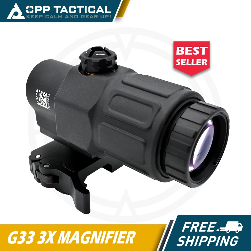 

G33 Magnifier Sight 3X with Switch to Side Qick Detach QD Mount for Hunting and Airsoft Rifle Perfect Replica with Full Markings