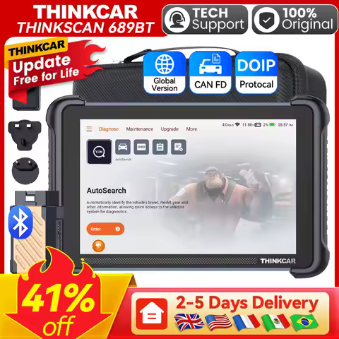 THINKCAR THINKSCAN 689BT OBD2 Scanner CANFD DOIP All System Diagnosis ECU Coding Actuation Bi-directional Lifetime Free 4+64GB