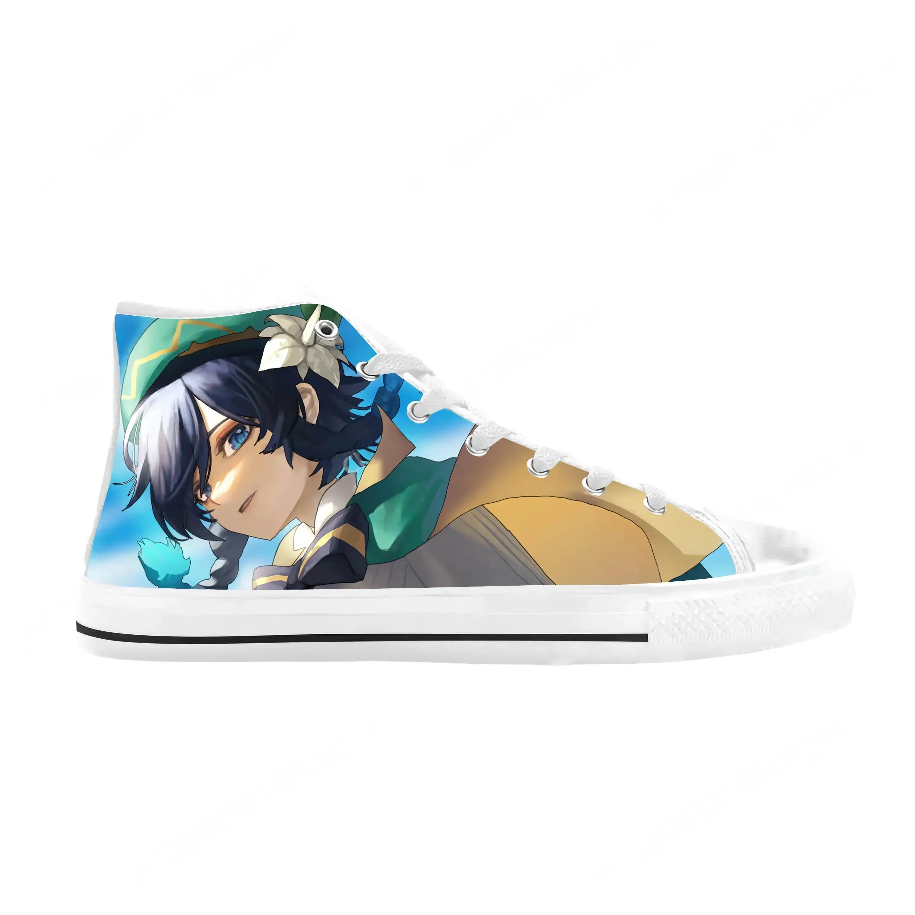 Anime Manga Cartoon Genshin Impact Venti Barbatos Casual Cloth Shoes High Top Comfortable Breathable custom Men Women Sneakers