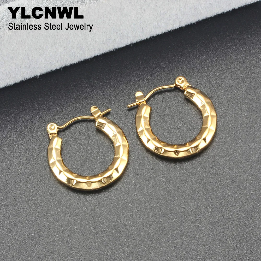 Gold Plated Stainless Steel Earrings For Women Small Round Hoop Ladies Trendy Jewelry Wedding Party Gift Wholesale