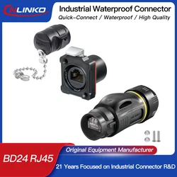 CNLINKO Waterproof RJ45 Connector Network Extender Ethernet Cable RJ45 Connector 8P8C Interface Panel Mount Network Connector