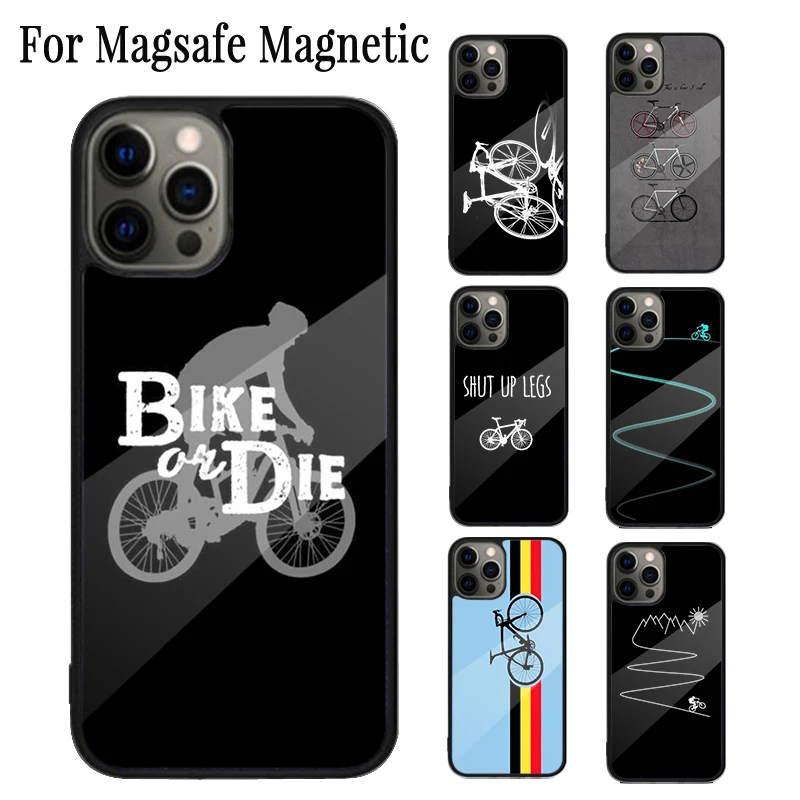 Mountain Bike Cycling Cyclist Magnetic Phone Case For iPhone 16 15 14 Plus 13 12 Mini 11 Pro Max Magsafe Wireless Charging Cover