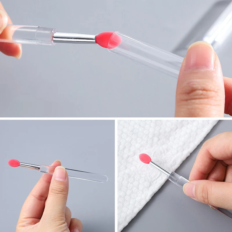 1PCS Portable Silicone Lip Brush With Cover Soft Multifunctional Lip Balm Applicator Lipstick Lipgloss Makeup Brushes