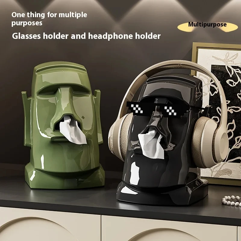 

Easter Island Moai Statue Tissue Box Creative Personalized Design Pulling Paper Box Living Room Coffee Table Luxury Decoratio