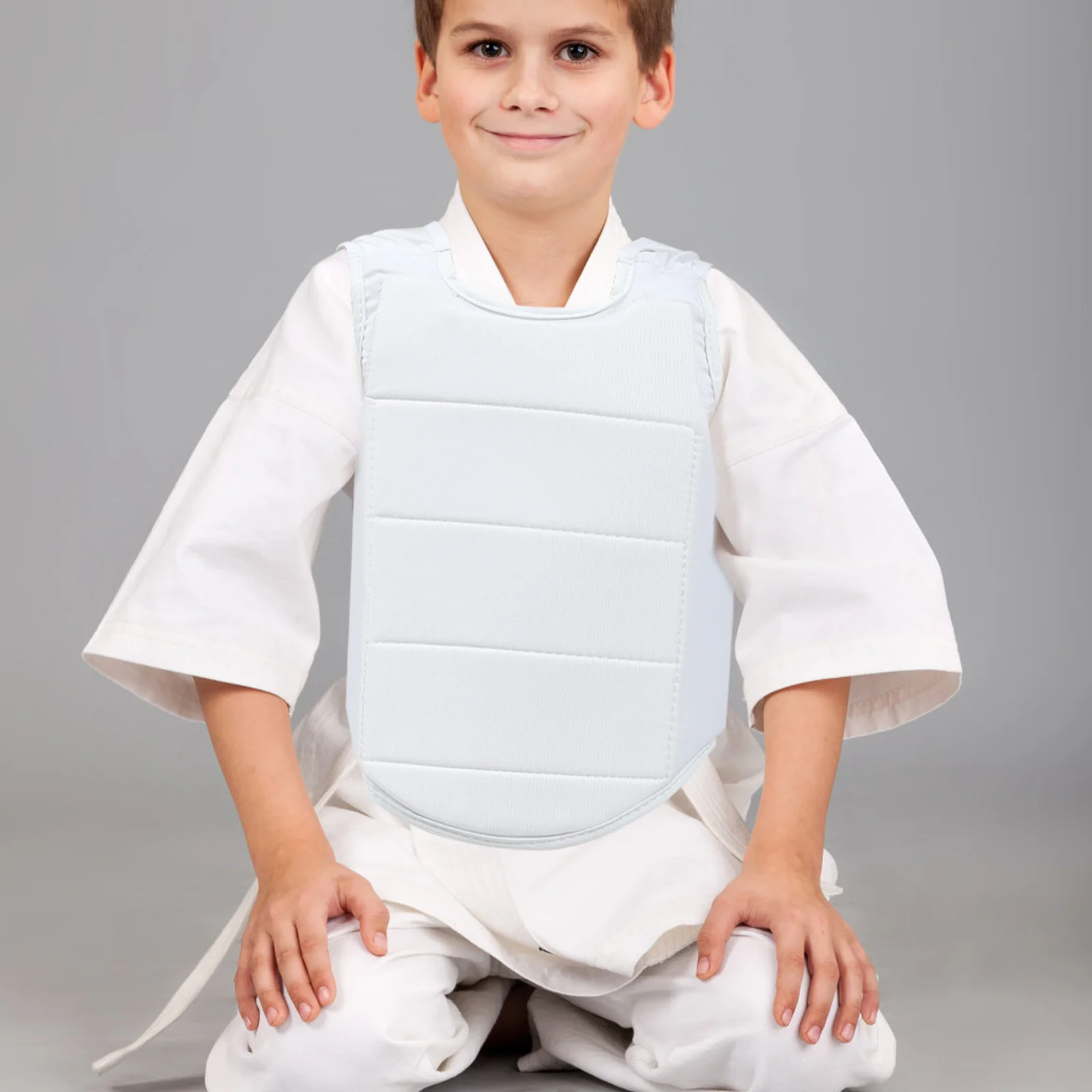 Herramientas para niños Protector de pecho Chaleco de Taekwondo de doble cara Uniforme de entrenamiento de boxeo Blanco