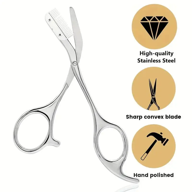 Juego de tijeras y peines para recortar cejas de acero inoxidable, herramienta de aseo de precisión para hombres y mujeres, depilación sin esfuerzo