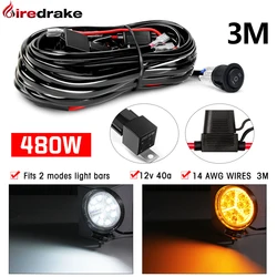 LED Light Bar Wiring Harness Kit Car Work Light Wiring Harness Switch Light Bar 480W Fuse Waterproof Switch Universal 40A 12V