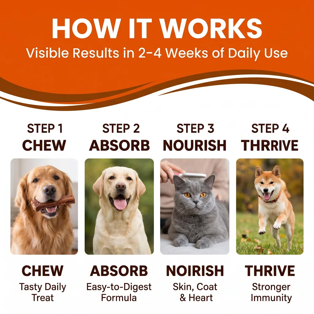 Salmon Omega-3 Multivitamin Soft Chews for Pets - Boost Immunity, Alleviate Itching, Support Heart Health & Enhance Eye Wellness