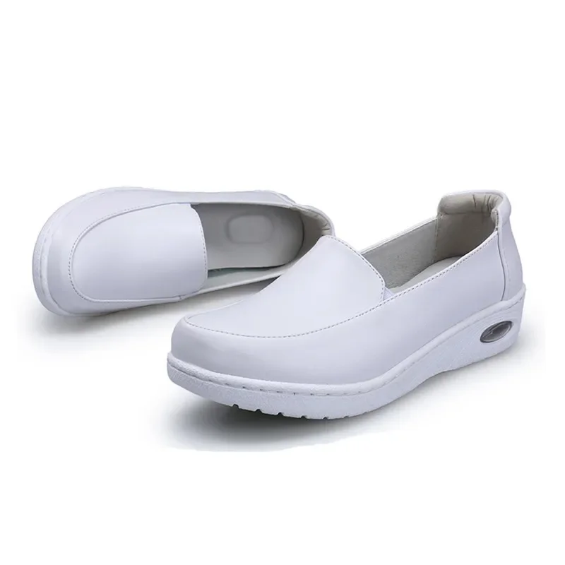 SNURULAN Four Seasons Woman white Nurse shoes women Platform soft Comfortable Air cushion casual genuine leatherE246