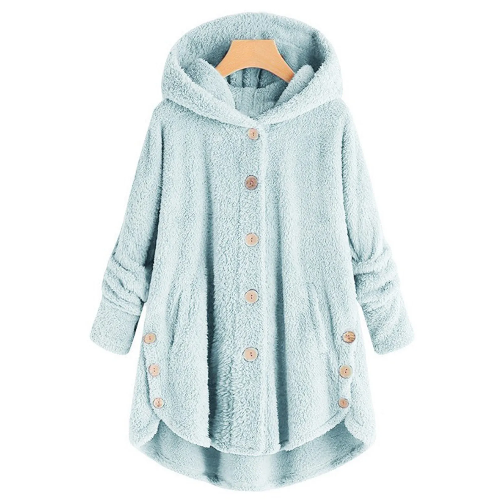 Plus Cardigan Size Women Wool Coat Jacket Hooded Button Winter Tops Loose Plush Women\'s Coat Fall Clothes for Women Sweater