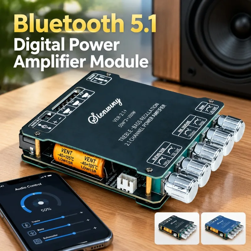 TB21H Bluetooth 5.1 Imported TPA3116 Digital Amplifier Module APP Control 50W*2+100W High Power Audio Amp Board DIY Loudspeaker