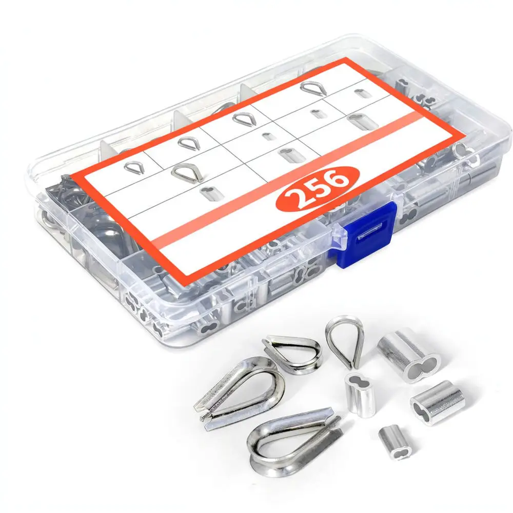 Wire Rope Crimping Sleeve Kit Stainless Steel Thimbles Aluminum Ferrules Hardware For Industrial Lifting And Rigging Connection - view 5