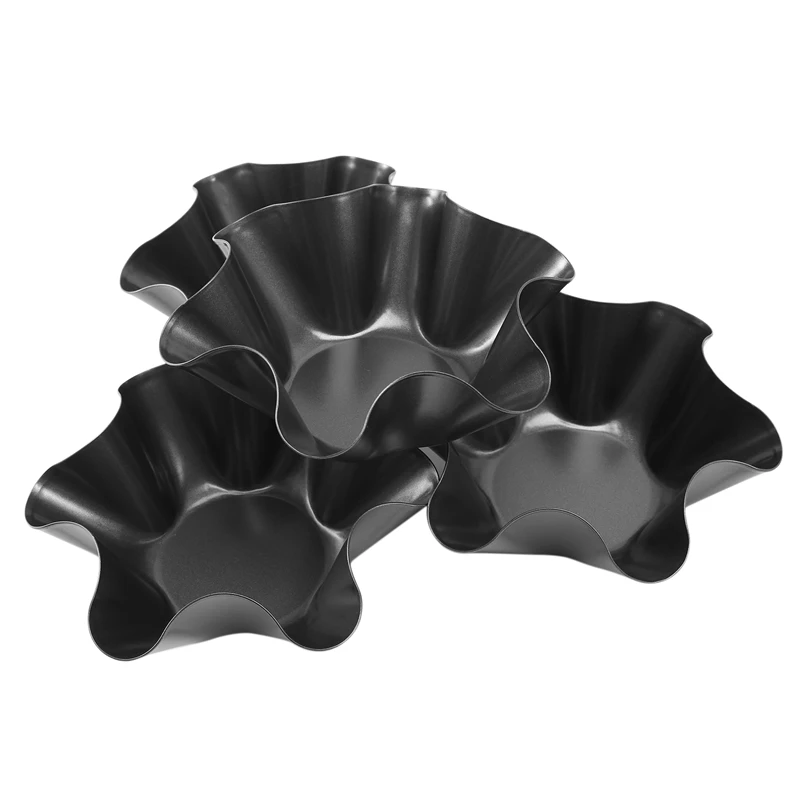 

Hot Large Non-Stick Fluted Tortilla Shell Pans Taco Salad Bowl Makers, Non-Stick Carbon Steel, Set Of 4 Tostada Bakers