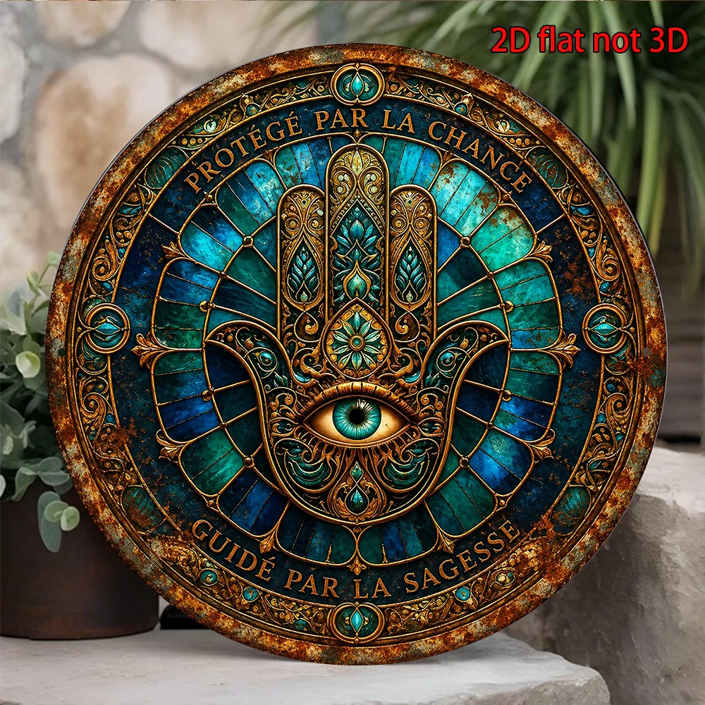 CIFBUY Vintage Aluminum Wall Art Waterproof Durable For Home Study Entryway Indoor Outdoor Fatima Hand Decor Sign