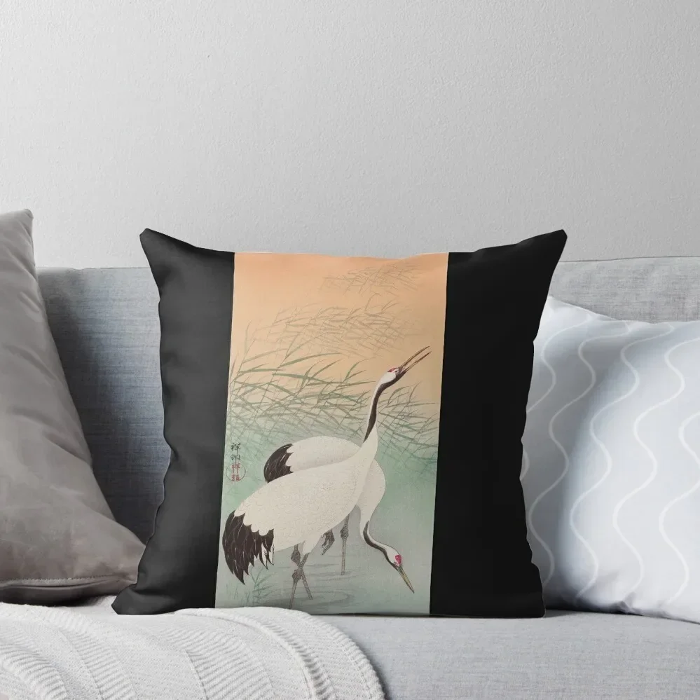 

Japanese Woodblock Print of Two Cranes by Ohara Koson Throw Pillow Bed pillowcases Cushions Cover autumn decoration pillow