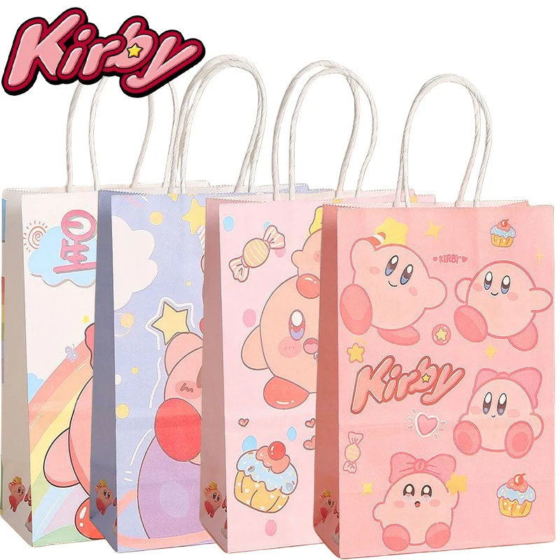 

Kirby Festival Gift Kraft Paper Bag DIY Multifunction Soft Color Paper Bag with Handles Cartoon Shopping Bags Paper Packing Bag