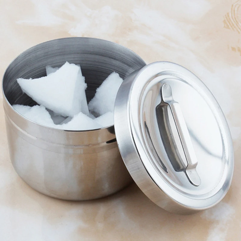 1 Piece Alcohol Round Box 304 Stainless Steel Cotton Can  Laboratory Instruments And Tools Storage Tank With Cover