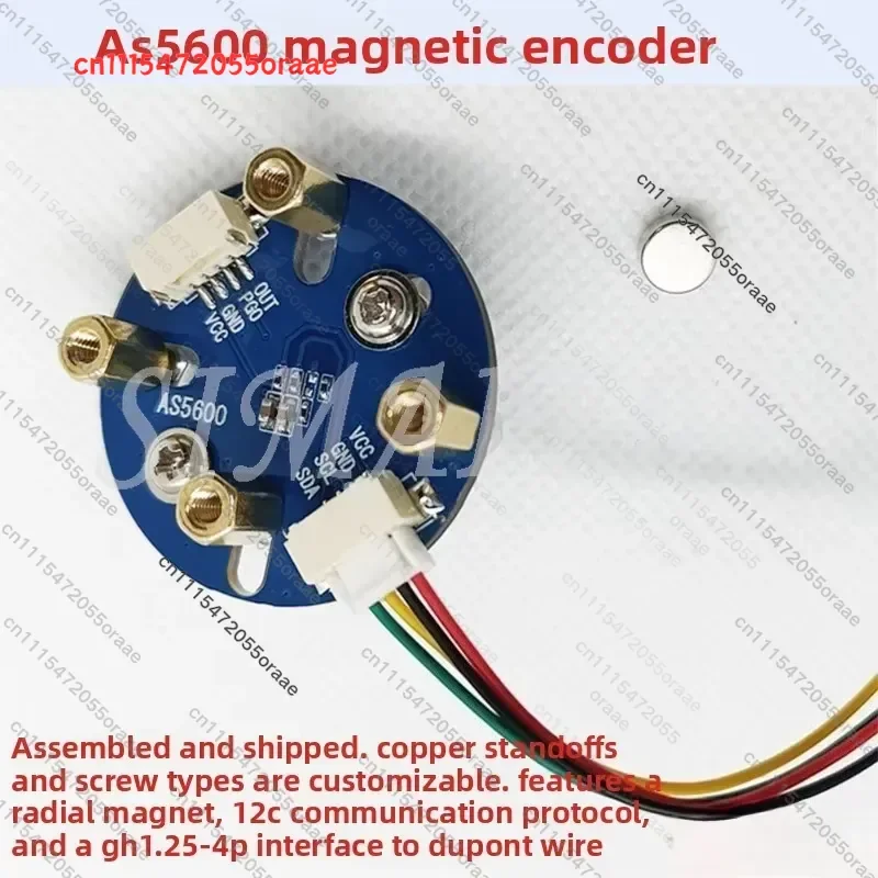 AS5600 Magnetic Encoder Module 12-Bit High Precision I2C Angular Speed Measurement with Radial Magnet Porous Load FOC