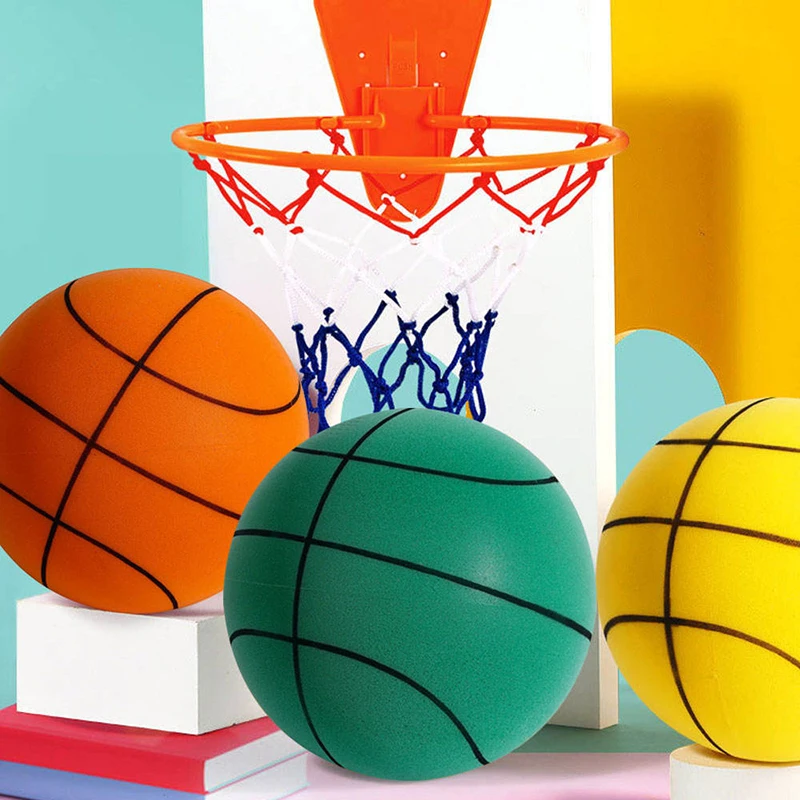 Bola de esportes de espuma de alta densidade, silenciosa e macia, elástica, interior, brinquedo de basquete para jogos infantis, 24 cm, 22 cm, 18cm de diâmetro