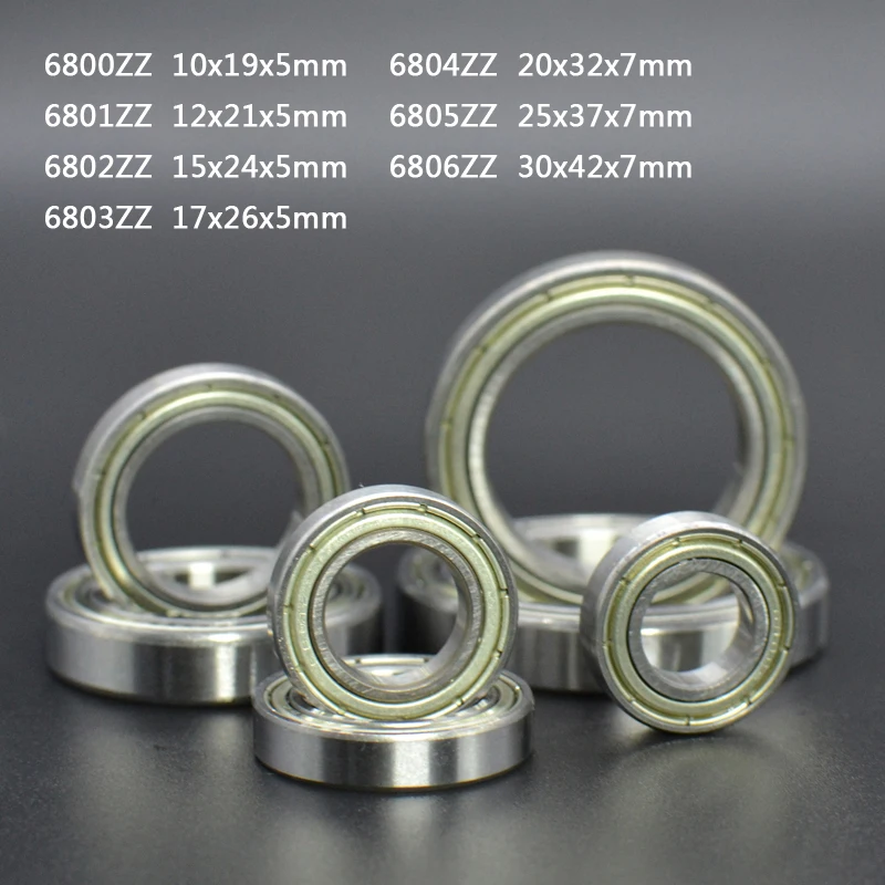 

6800 6801 6802 6803 6804 6805 6806ZZThin Wall Metal Shielded Rubber Sealed Bearing Ball Bearings