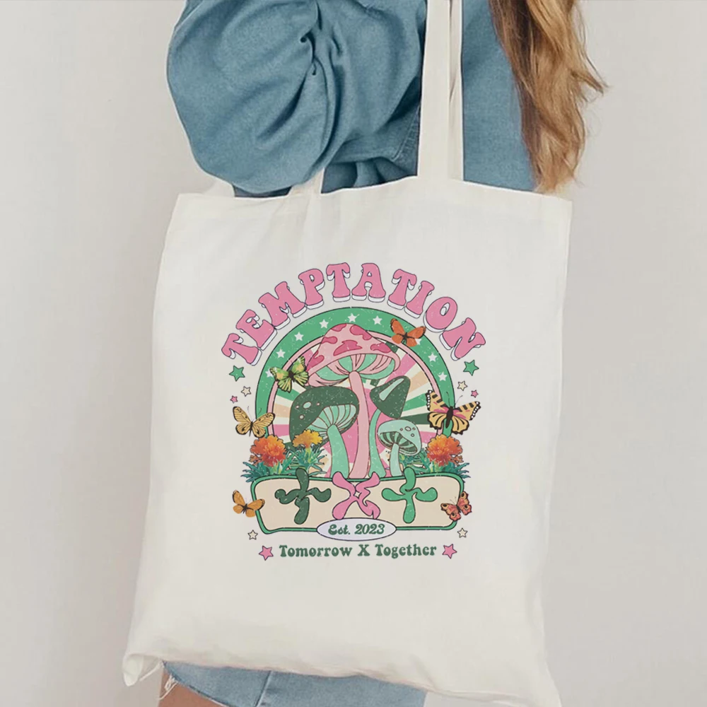 Pokusa TXT TXT tote bag K-pop płócienna torba TXT Moa Lovesick Tour pokusa niebieska godzina cukru pomadka rozjaśniająca torba na ramię dojeżdżająca