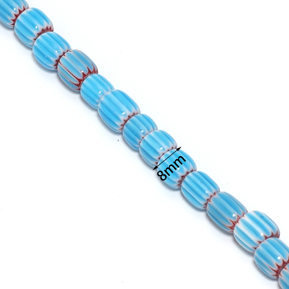 1 Strand 8mm Pumpkin Shape Lampwork Beads Cylinder Glazed Glass Beads For Diy Jewelry Making Necklace Bracelet  Accessories