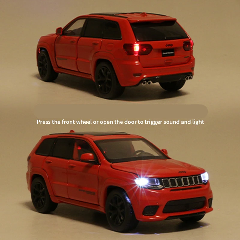 1:32 Jeeps Grand Cherokee Alloy Car Model Diecasts & Toy Off-road Vehicles Metal Car Model Simulation Sound and Light Kids Gifts