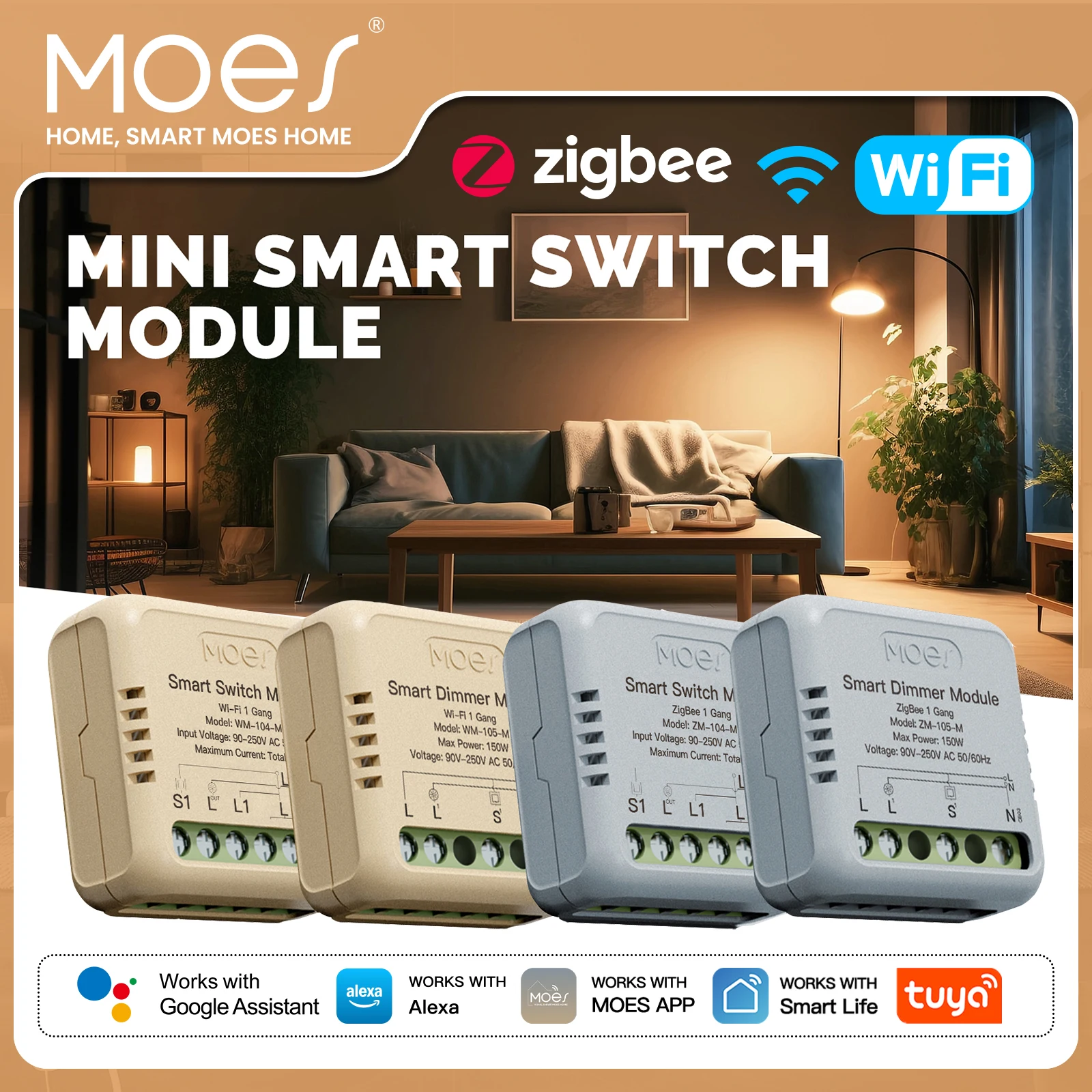 MOES Star Ring Serie Mini Tuya WiFi/Zigbee Smart Switch DIY Modul Licht Schalter 1/2 Gang Fernbedienung Arbeit alexa Google Hause