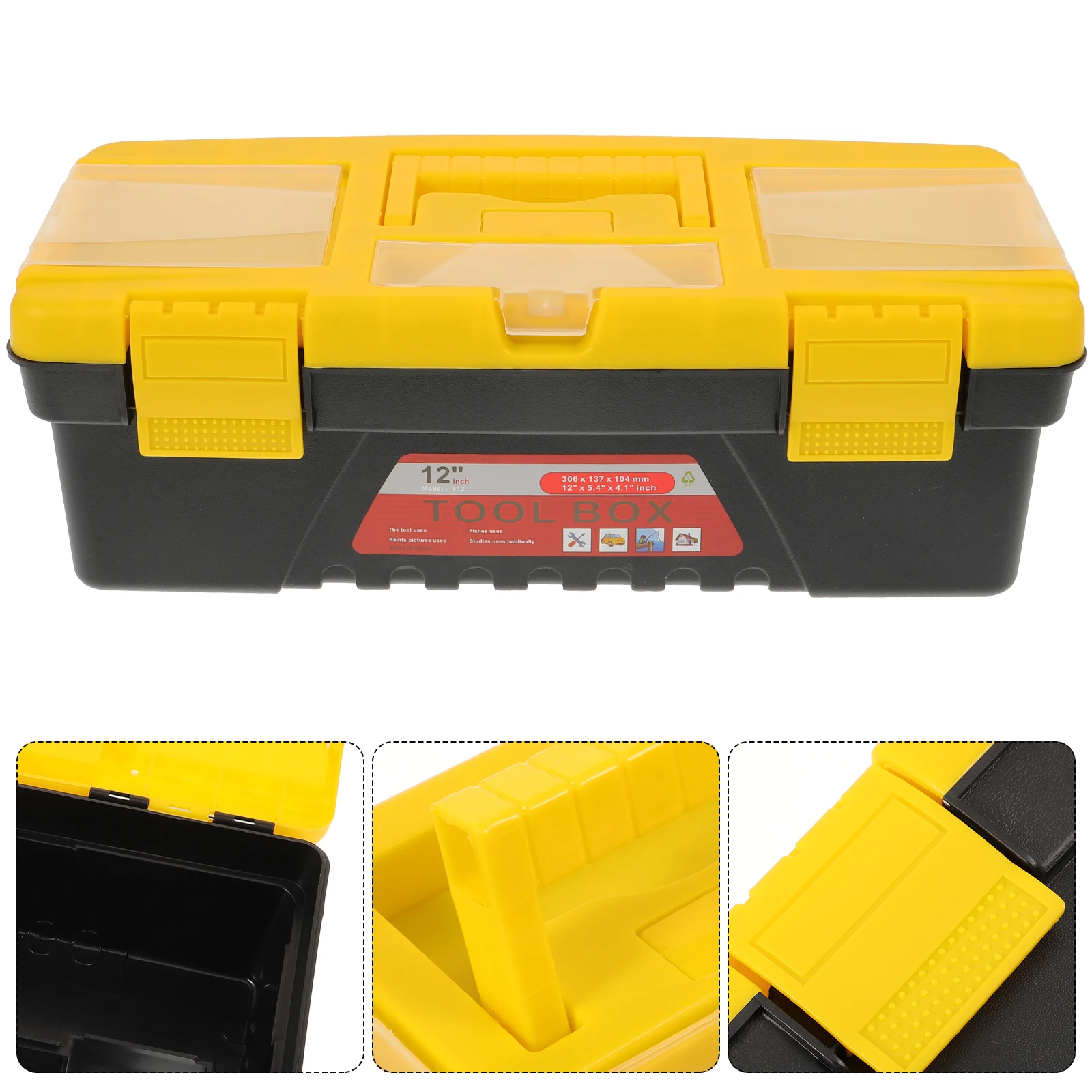 

Tool Storage Box 12 Inch Large Capacity Durable Plastic Toolbox Household Vehicle mounted Portable Container Repair Case