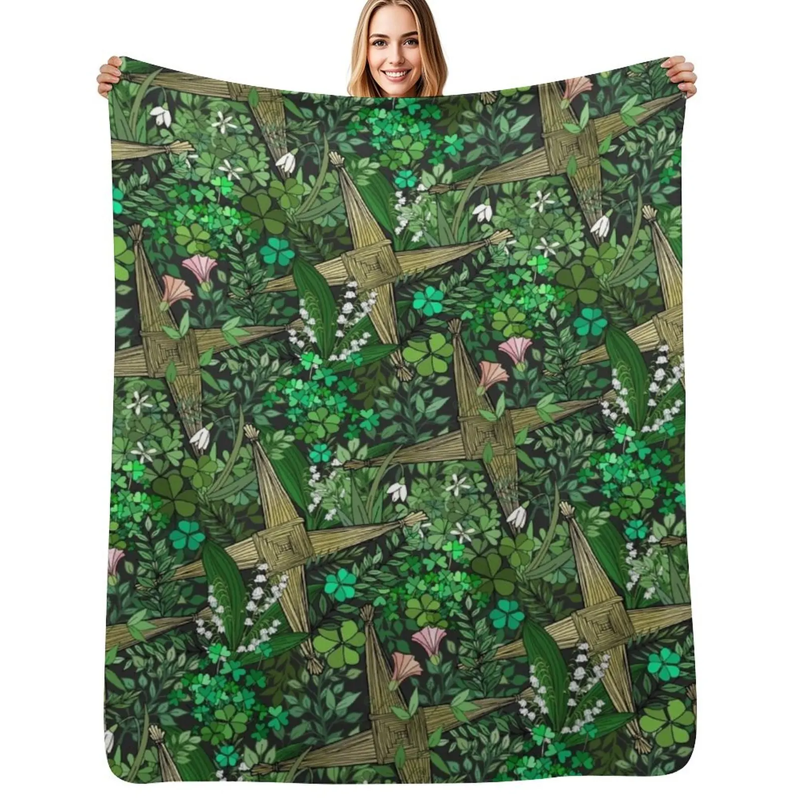 Saint Brigid's Cross in the Celtic Spring Throw Blanket Fuzzy Plush Throw Blanket for Sofa Chair