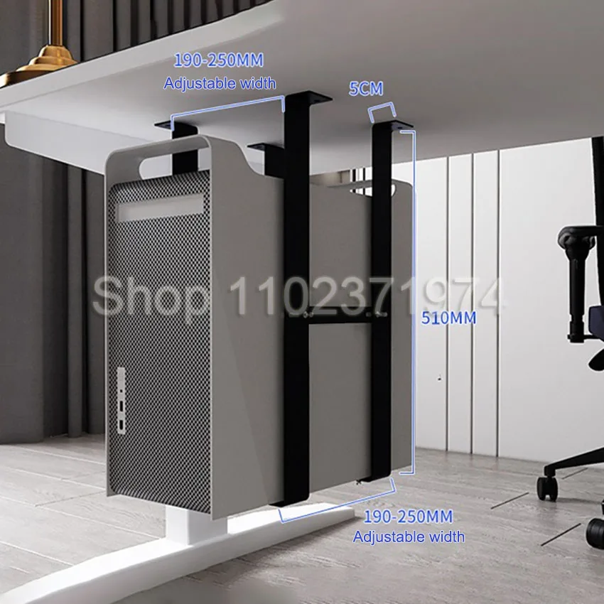 Tempat Casing PC Universal Di Bawah Meja Dudukan CPU Dapat Disesuaikan Rak Braket Dudukan Kotak Host Gantungan Mainframe Komputer