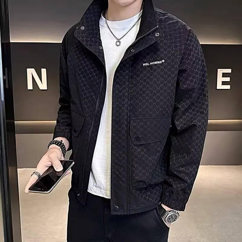 Men's Jacket 2025 Spring Autumn Winter Cardigan Jacket Stand Collar Casual Outerwear Coat Trendy Top