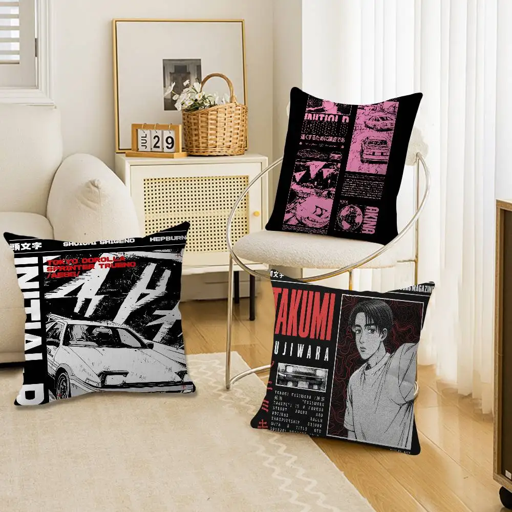 Anime Initial D Dekorativer Kissenbezug für Raumästhetik, Heimdekoration, Schlafzimmer, Sofa, Bett, Couch, 45 x 45 cm