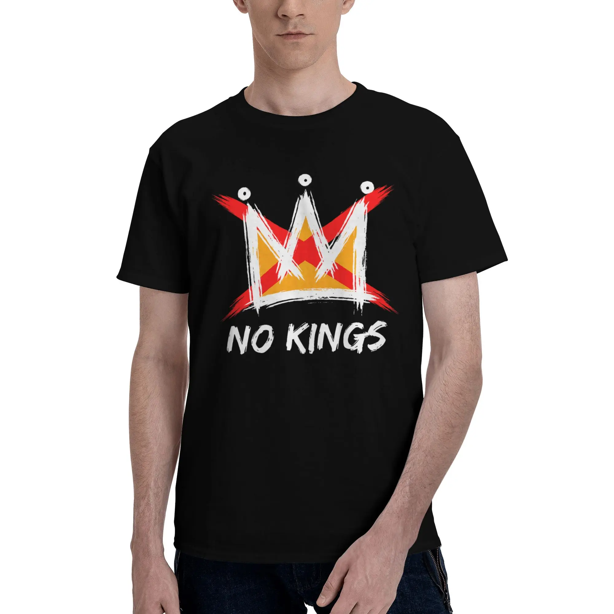 in The USA   We The People Serve No Kings Protest  Graphic 100% Cotton T-Shirt No Kings Tops Tees For Men