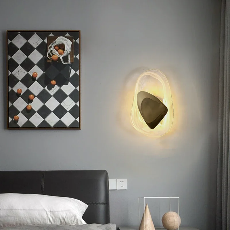 JMZM Nordic Creative Crystal Wall Light Black Simple  LED Sconce Lamp For Living Room Dining Bedroom Restroom Stair Indoor Light image 3