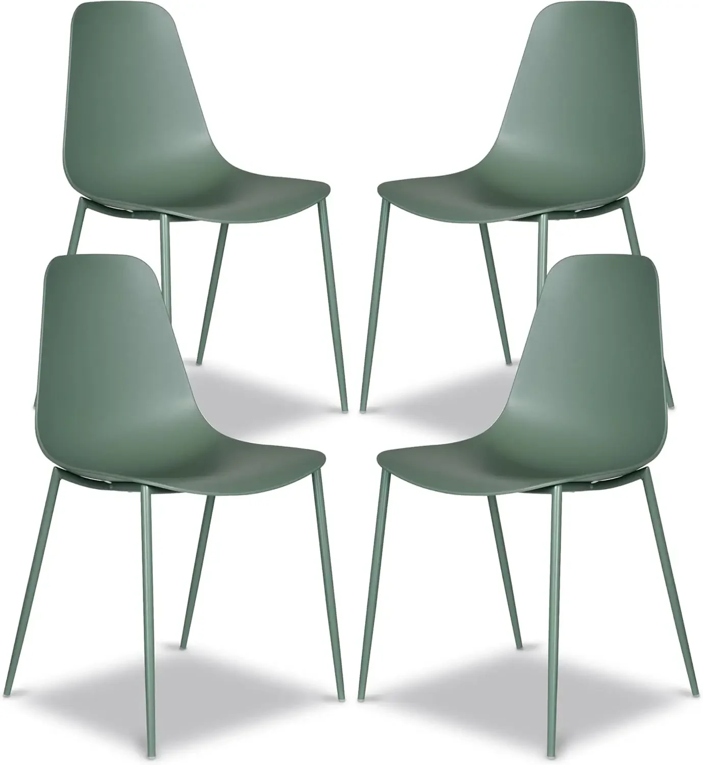 Isla Modern Kitchen Chairs Set of 4 - Plastic Dining Chair with Metal Legs - Quick Assembly Simple Cafe Chairs Plast