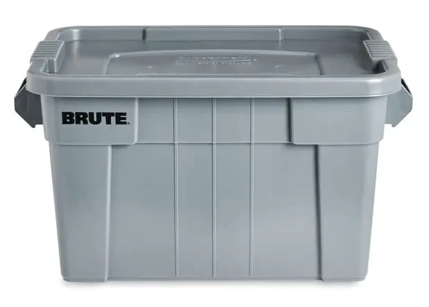 Commercial Products BRUTE Tote Storage Bin with Lid, 20-Gallon, Gray, Rugged/Reusable Boxes for Moving