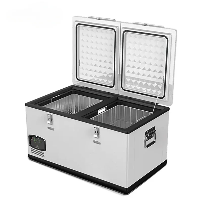 RV Truck Yacht Multi-purpose 125L Large Capacity Double Door Double Control Car Refrigerator Compression Refrigeration