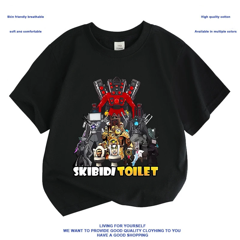 Baby boy girl summer Skibidi toilet children's cartoon game Speakerman TitanTV print children's cotton T-shirt high quality