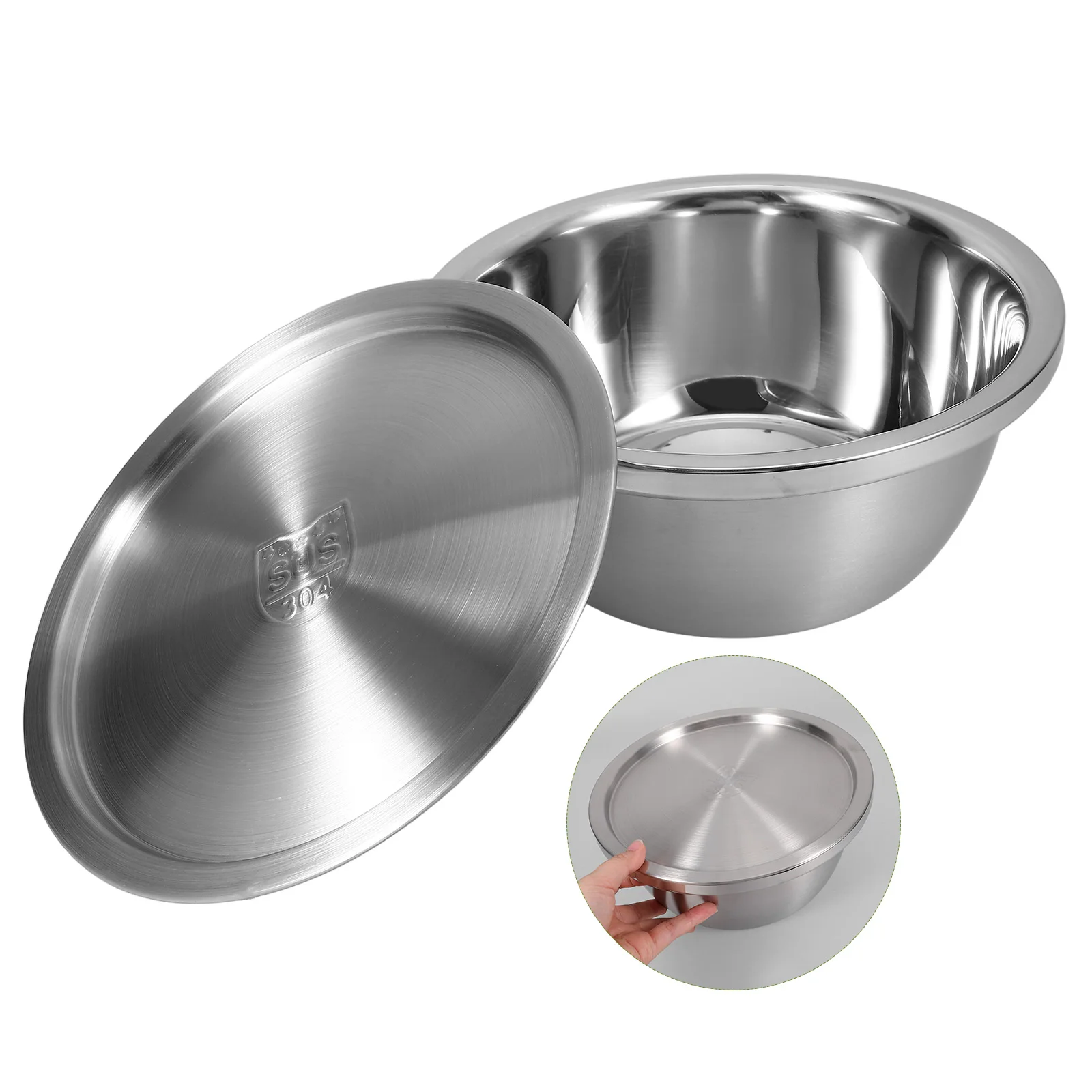 

Stainless Steel Washing Basin Medium Thickened Rustproof Kitchen Bowl For Fruit Vegetable Pasta Salad Drainage Mixing Bowl