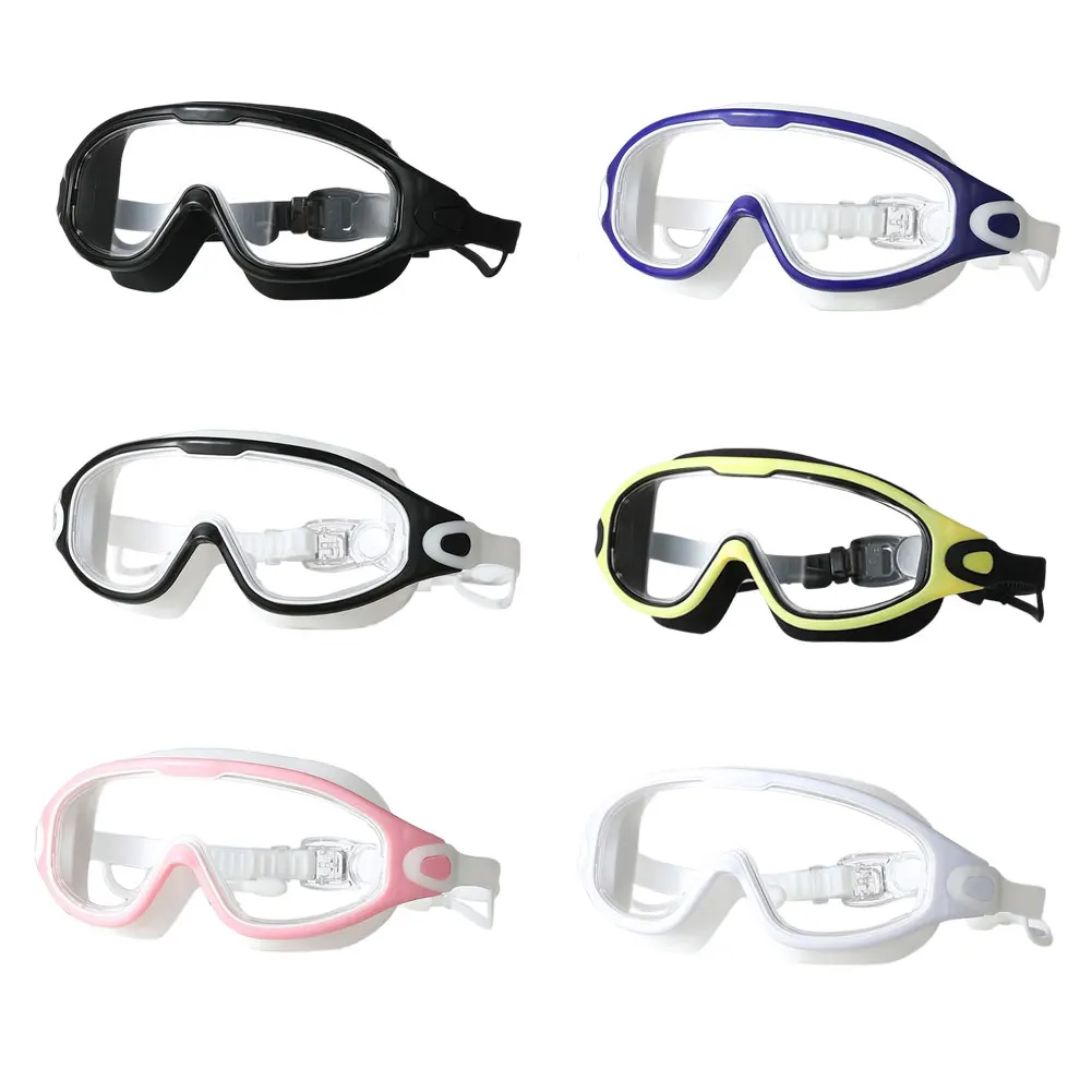 Big Frame Swimming Goggles For Adults With Earplugs Swim Glasses For Men Women Professional HD Anti-fog Goggles Silicone Eyewear