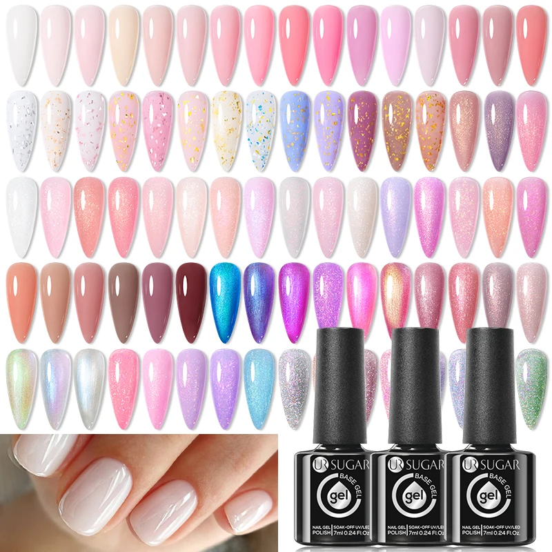 UR SUGAR 122 Colors Rubber Base Gel Natural Color Glitter Sequins Semi Permanent Soak Off UV LED Nails Art Varnish