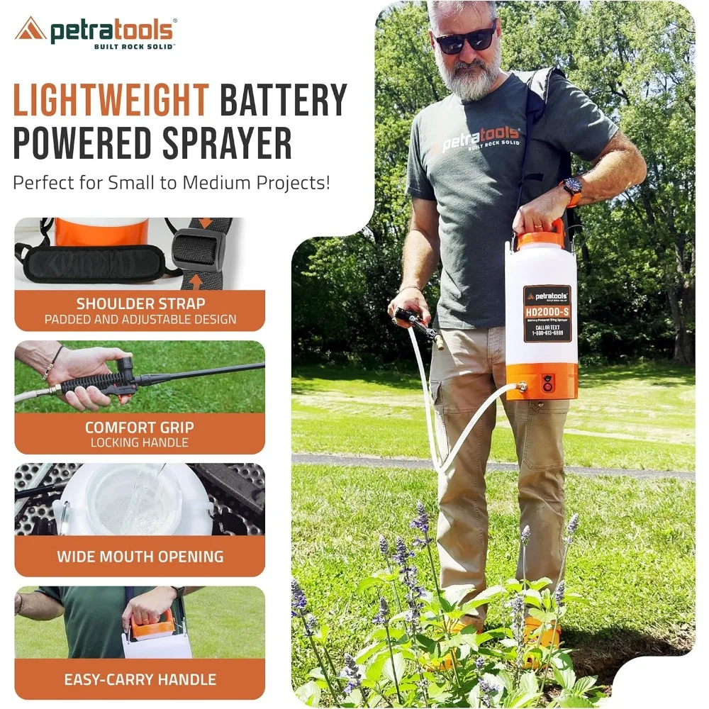 

Battery Powered Sprayer 2 Gallon Heavy Duty Electric Sprayers in Lawn and Garden for Weed/Pest Control(2 Gallon)