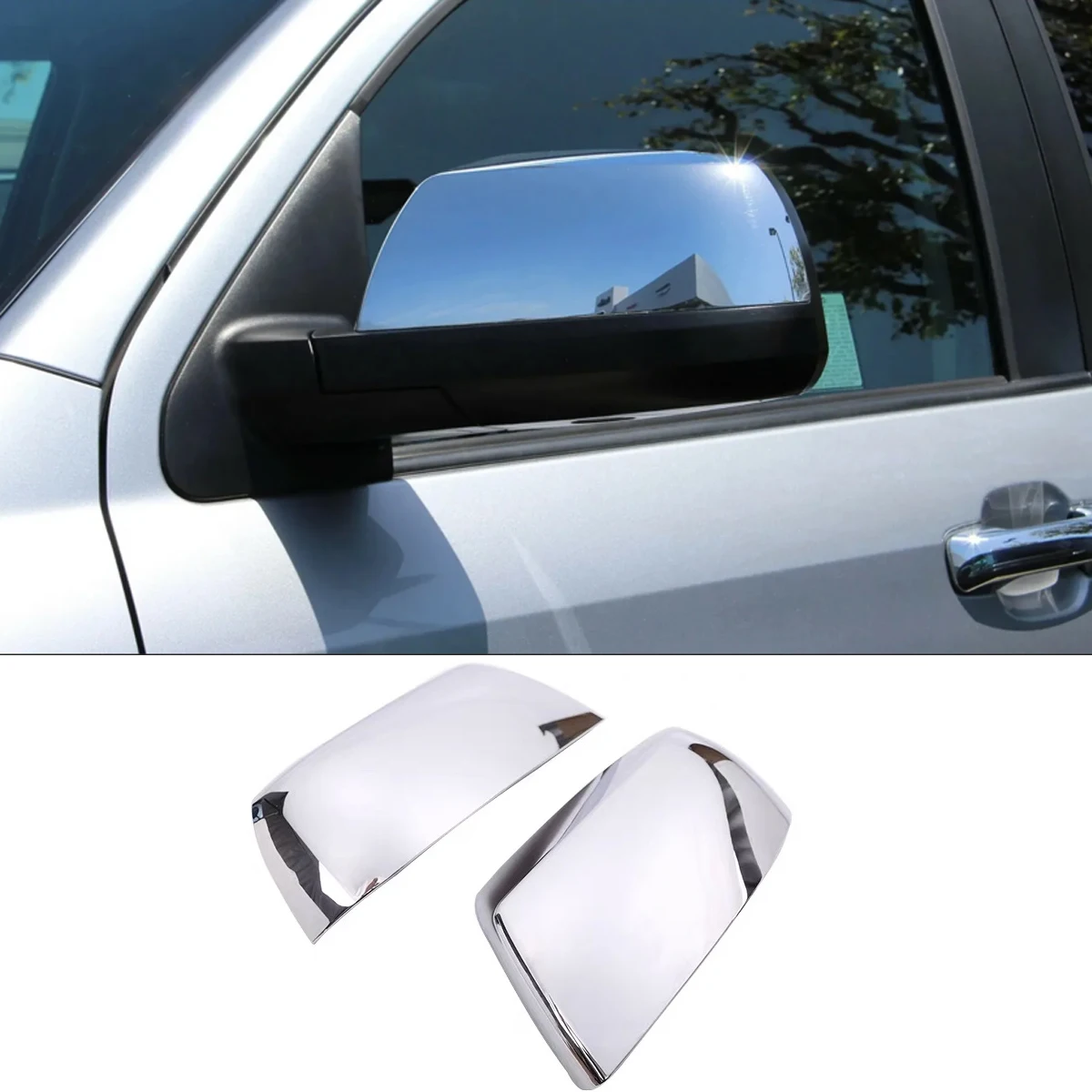 

Chrome Plated Rearview Car Accessories Top Half Side Mirror Covers Trim Paste Style For Toyota Tundra Sequoia Pickup 2007 - 2021