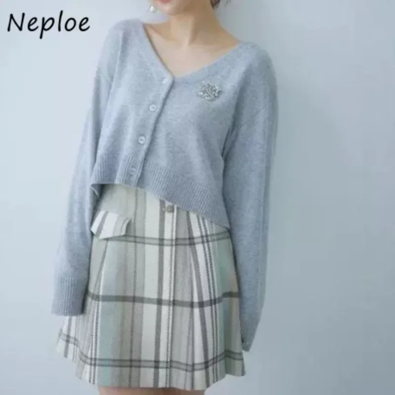 Neploe 2024 Autumn Winter Japanese College Style Faldas Playful Sweet High Waisted Thick Slimming Pleated A-Line Skirt Pants